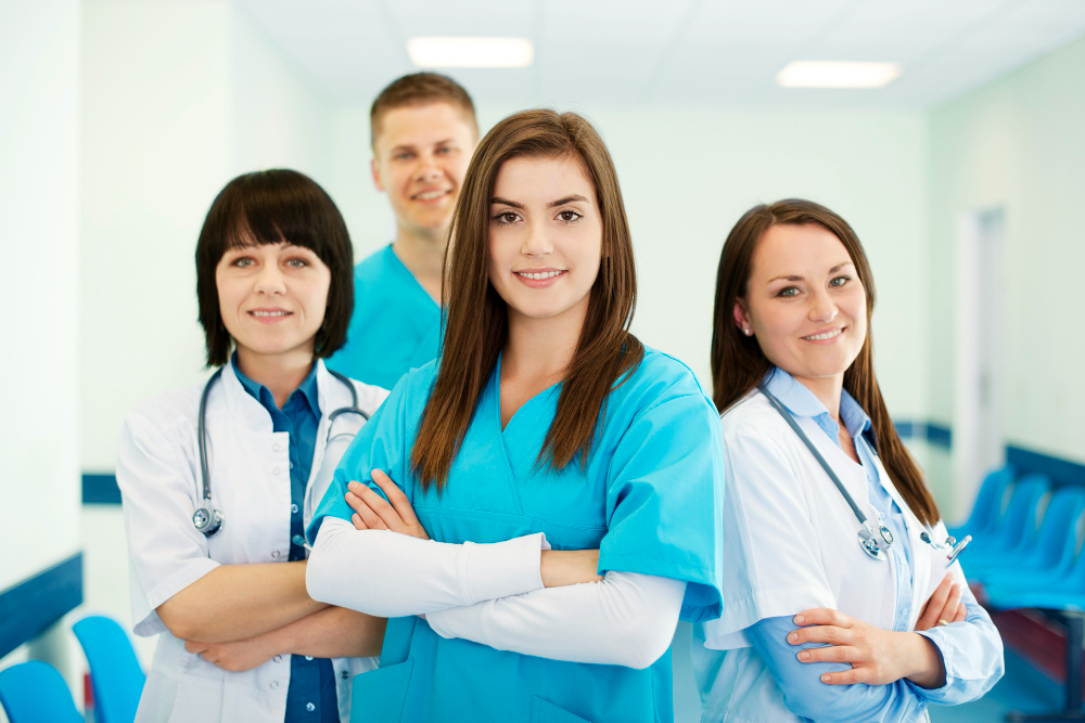 Healthcare professional reviewing job listings for medical and clinical roles on a career portal
