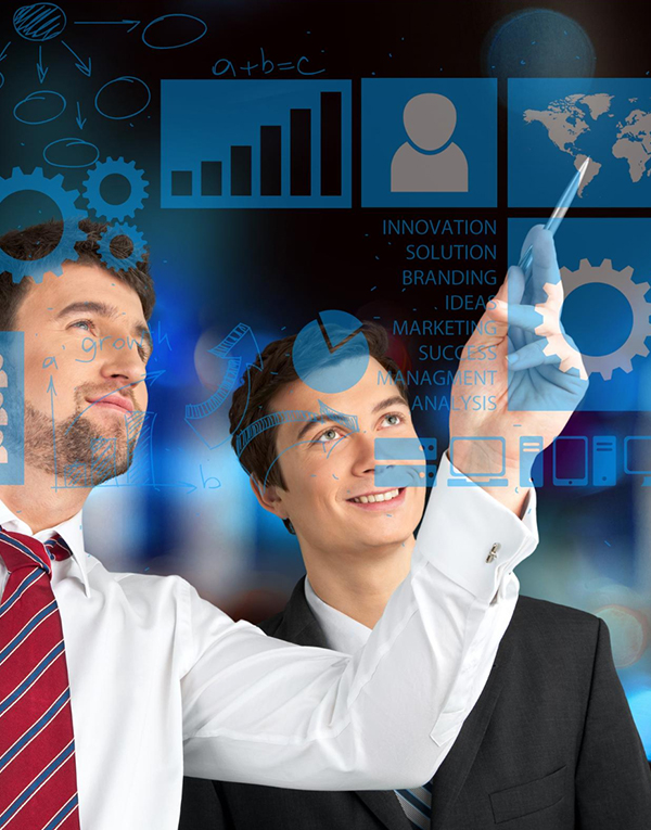 Project manager using a digital dashboard to streamline SOW project management tasks